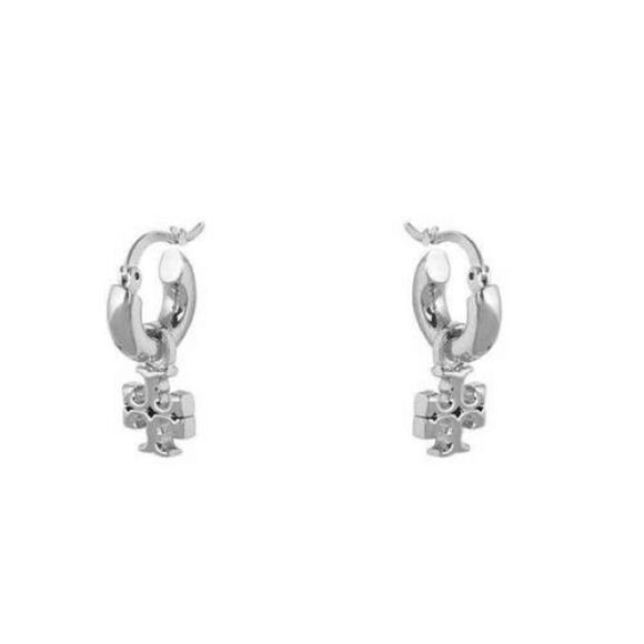 NWOT Tory Burch Silver T , Hoop Earrings - Picture 3 of 5